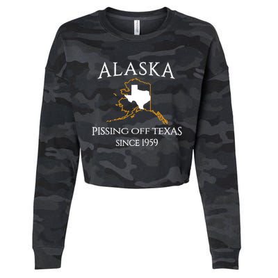 Alaska Pissing Off Texas Since 1959 Size State Cropped Pullover Crew