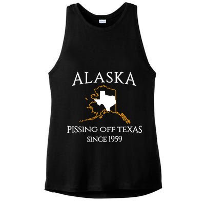 Alaska Pissing Off Texas Since 1959 Size State Ladies PosiCharge Tri-Blend Wicking Tank