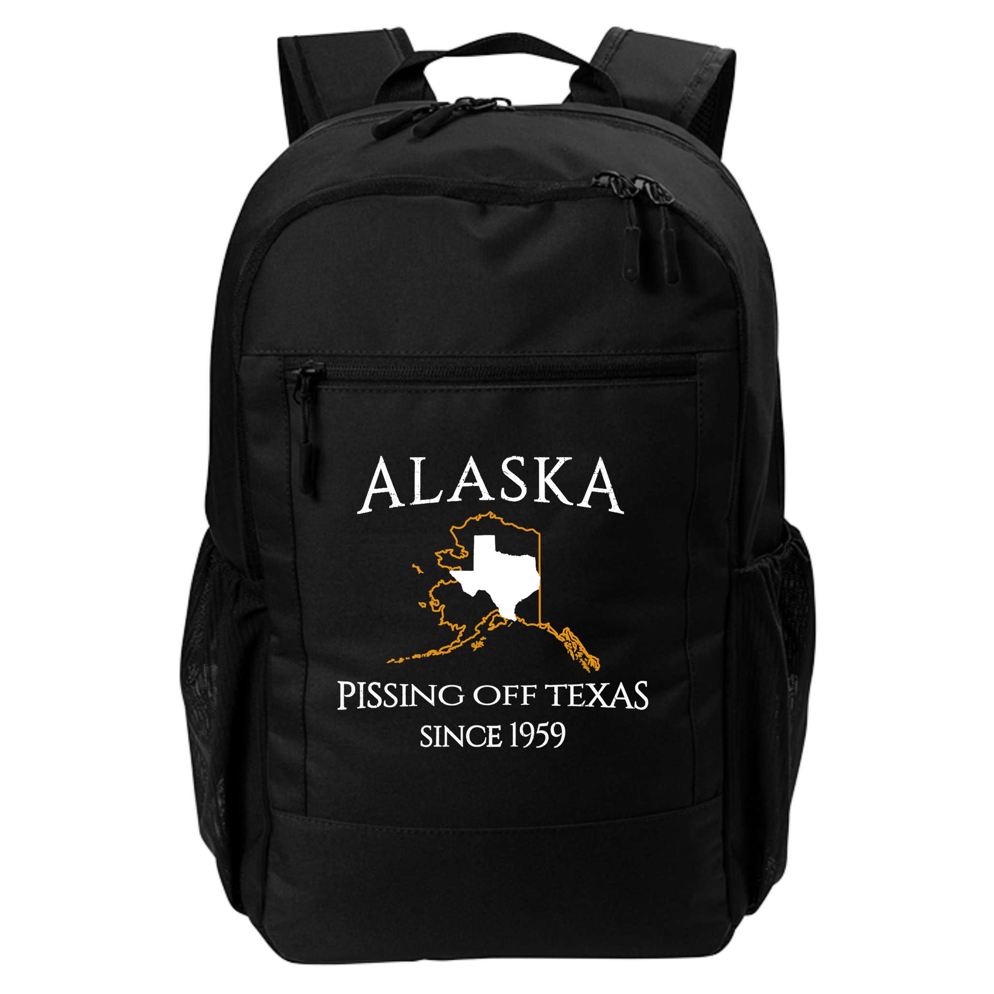 Alaska Pissing Off Texas Since 1959 Size State Backpack