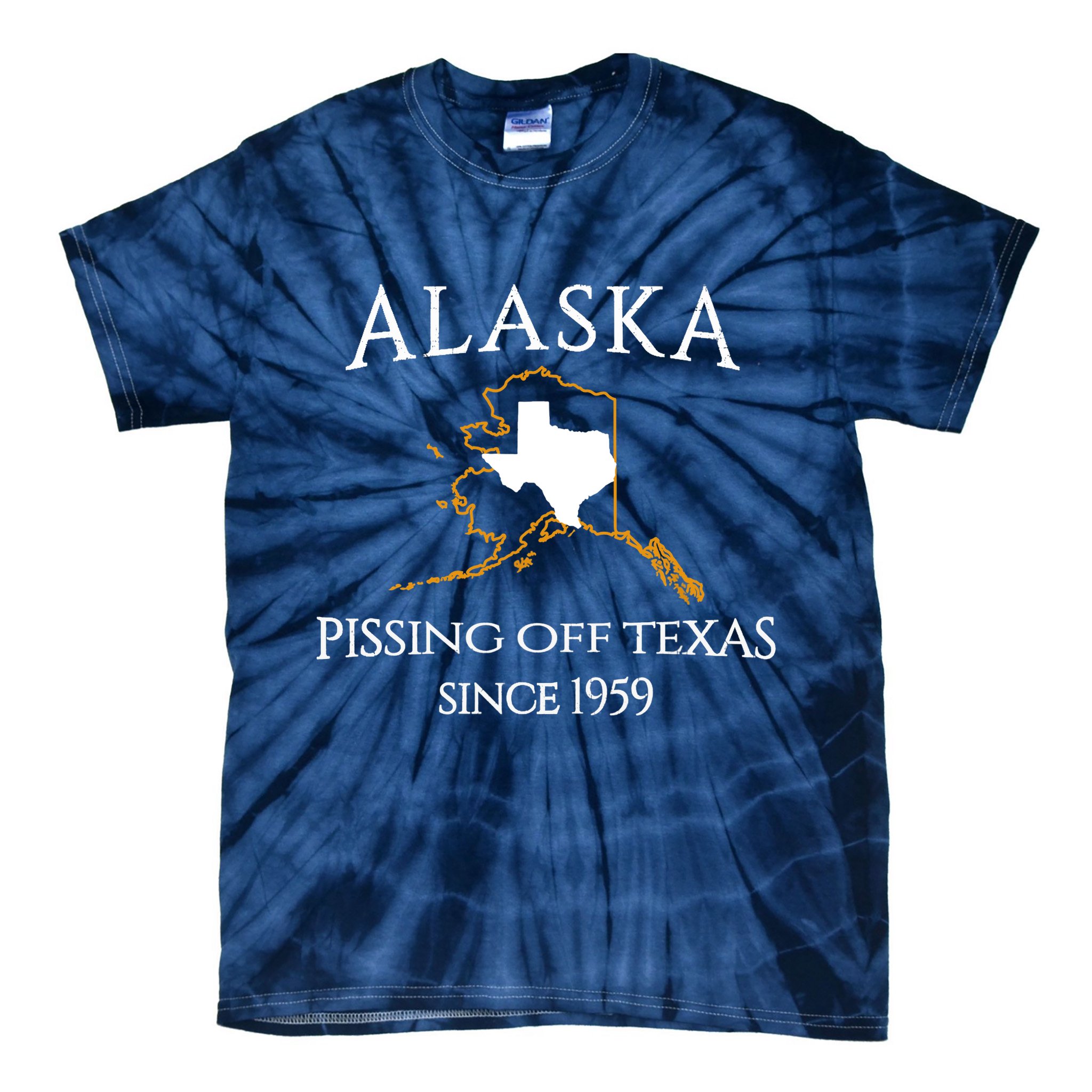 Alaska Pissing Off Texas Since 1959 Size State Tie-Dye T-Shirt