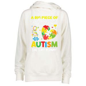 A Piece Of My Heart Has Autism My Mommy Gift Womens Funnel Neck Pullover Hood