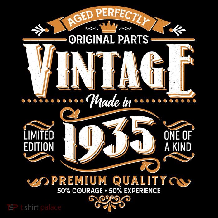Aged Perfectly Original Parts Vintage Made In 1935 90th Birthday Tall T-Shirt