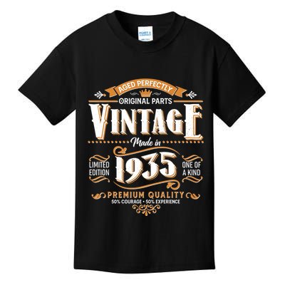 Aged Perfectly Original Parts Vintage Made In 1935 90th Birthday Kids T-Shirt
