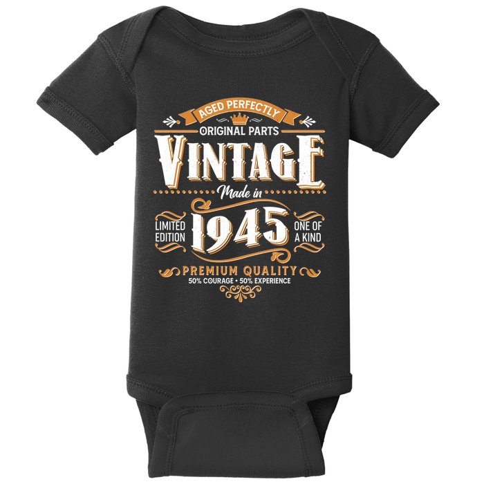 Aged Perfectly Original Parts Vintage Made In 1945 80th Birthday Baby Bodysuit