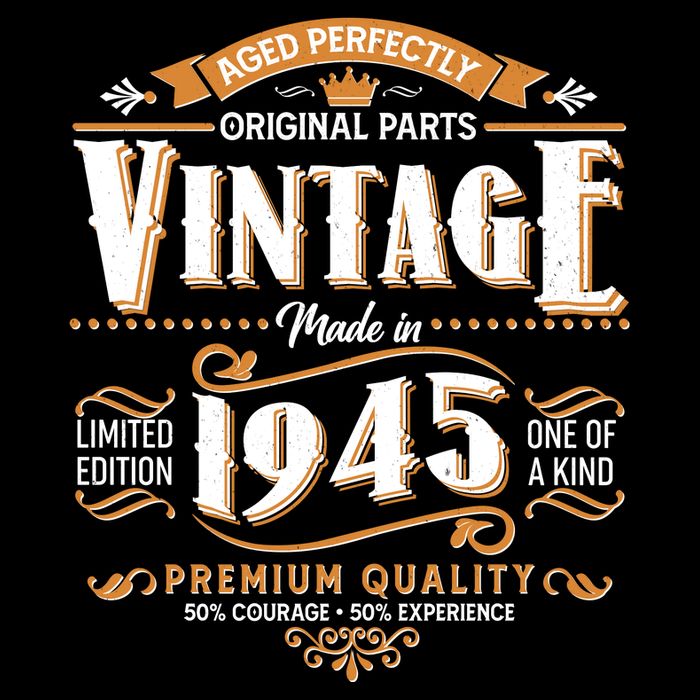 Aged Perfectly Original Parts Vintage Made In 1945 80th Birthday Baby Bodysuit