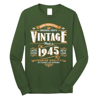 Aged Perfectly Original Parts Vintage Made In 1945 80th Birthday Long Sleeve Shirt