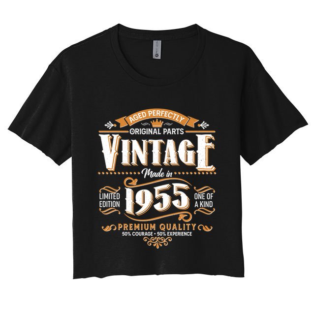 Aged Perfectly Original Parts Vintage Made In 1955 70th Birthday Crop Top