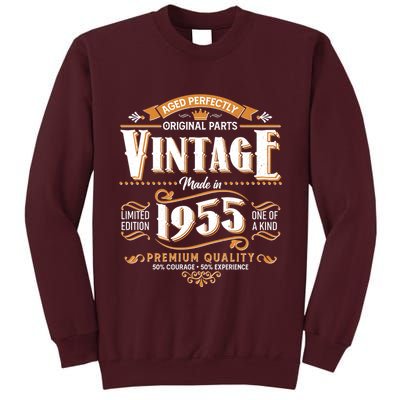 Aged Perfectly Original Parts Vintage Made In 1955 70th Birthday Tall Sweatshirt
