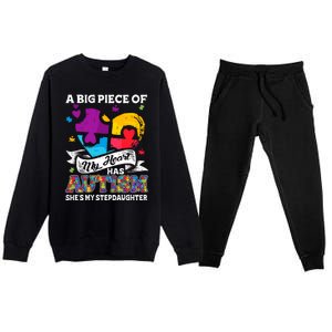 A Piece Of My Heart Has Autism My Stepdaughter Funny Gift Premium Crewneck Sweatsuit Set