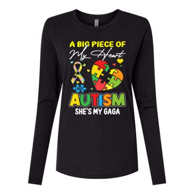 A Piece Of My Heart Has Autism My Gaga Funny Gift Womens Cotton Relaxed Long Sleeve T-Shirt