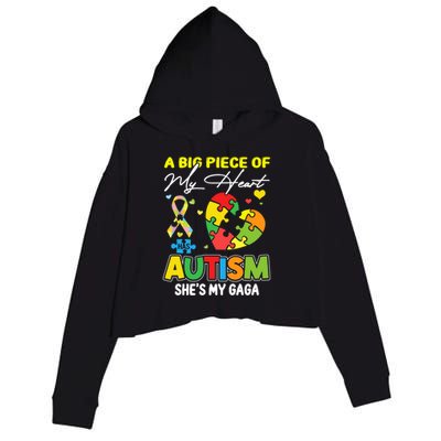 A Piece Of My Heart Has Autism My Gaga Funny Gift Crop Fleece Hoodie