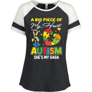 A Piece Of My Heart Has Autism My Gaga Funny Gift Enza Ladies Jersey Colorblock Tee