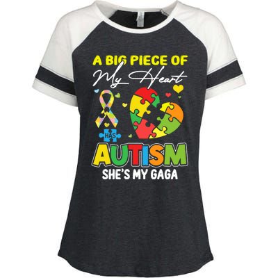 A Piece Of My Heart Has Autism My Gaga Funny Gift Enza Ladies Jersey Colorblock Tee