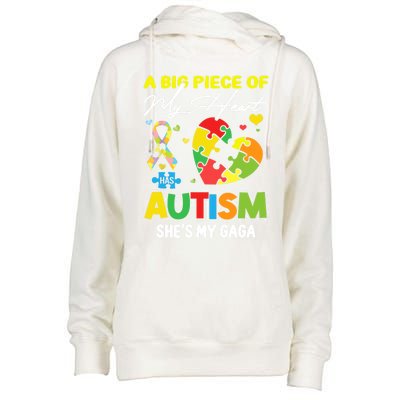 A Piece Of My Heart Has Autism My Gaga Funny Gift Womens Funnel Neck Pullover Hood