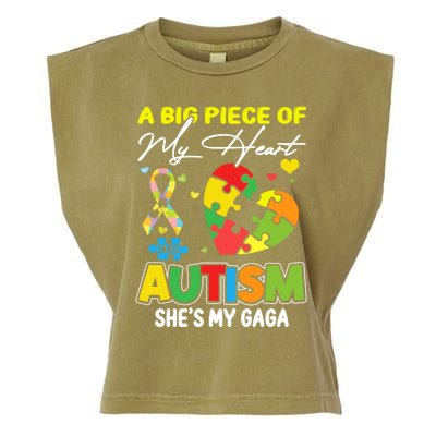 A Piece Of My Heart Has Autism My Gaga Funny Gift Garment-Dyed Women's Muscle Tee