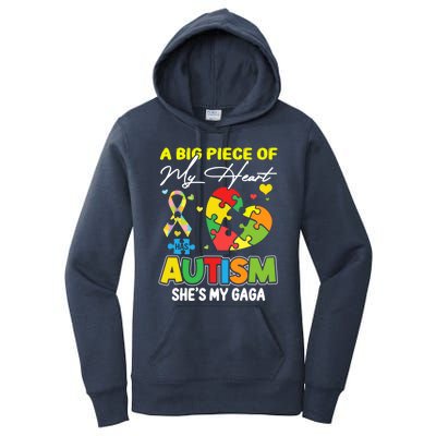 A Piece Of My Heart Has Autism My Gaga Funny Gift Women's Pullover Hoodie