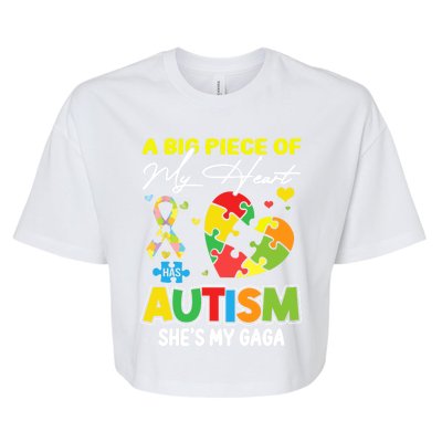 A Piece Of My Heart Has Autism My Gaga Funny Gift Bella+Canvas Jersey Crop Tee