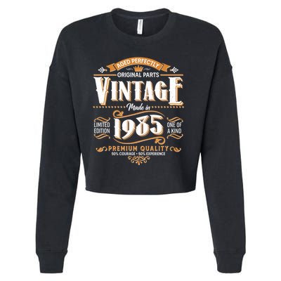 Aged Perfectly Original Parts Vintage Made In 1985 40th Birthday Cropped Pullover Crew