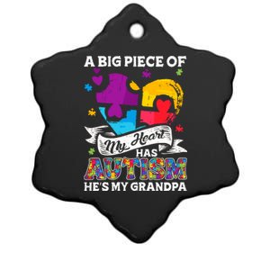 A Piece Of My Heart Has Autism My Grandpa Gift Ceramic Star Ornament