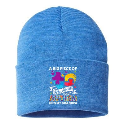 A Piece Of My Heart Has Autism My Grandpa Gift Sustainable Knit Beanie