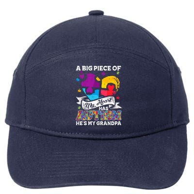 A Piece Of My Heart Has Autism My Grandpa Gift 7-Panel Snapback Hat