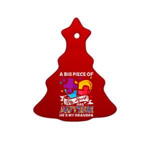 A Piece Of My Heart Has Autism My Grandpa Gift Ceramic Tree Ornament