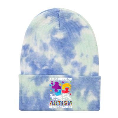 A Piece Of My Heart Has Autism My Grandpa Gift Tie Dye 12in Knit Beanie