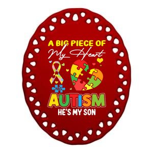 A Piece Of My Heart Has Autism My Son Funny Gift Ceramic Oval Ornament