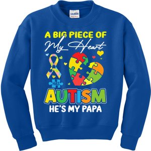 A Piece Of My Heart Has Autism My Papa Great Gift Kids Sweatshirt