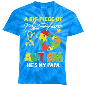 A Piece Of My Heart Has Autism My Papa Great Gift Kids Tie-Dye T-Shirt