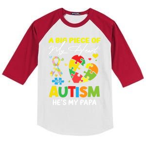 A Piece Of My Heart Has Autism My Papa Great Gift Kids Colorblock Raglan Jersey