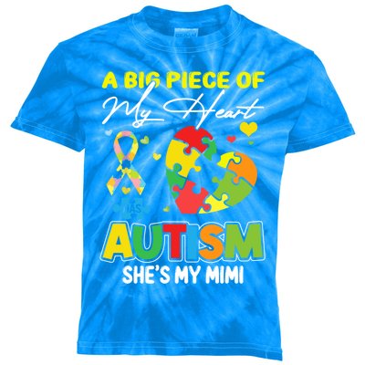 A Piece Of My Heart Has Autism My Mimi Funny Gift Kids Tie-Dye T-Shirt