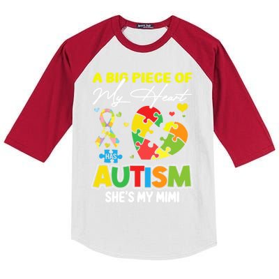 A Piece Of My Heart Has Autism My Mimi Funny Gift Kids Colorblock Raglan Jersey