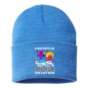 A Piece Of My Heart Has Autism My Mom Funny Gift Sustainable Knit Beanie