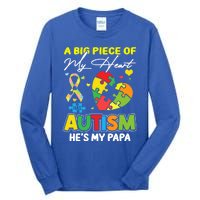 A Piece Of My Heart Has Autism My Papa Funny Gift Tall Long Sleeve T-Shirt