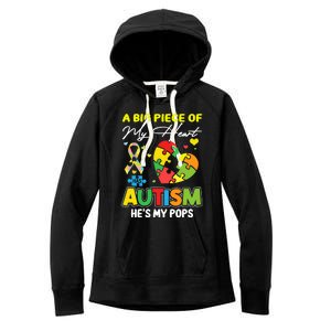 A Piece Of My Heart Has Autism My Pops Gift Women's Fleece Hoodie