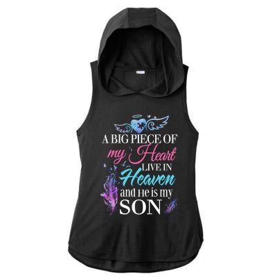 A Piece Of My Heart In Heaven And He Is My Son Gift Ladies PosiCharge Tri-Blend Wicking Draft Hoodie Tank