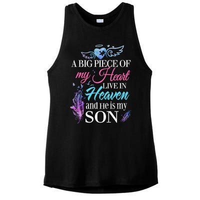 A Piece Of My Heart In Heaven And He Is My Son Gift Ladies PosiCharge Tri-Blend Wicking Tank