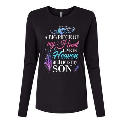 A Piece Of My Heart In Heaven And He Is My Son Gift Womens Cotton Relaxed Long Sleeve T-Shirt