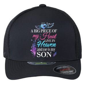 A Piece Of My Heart In Heaven And He Is My Son Gift Flexfit Unipanel Trucker Cap