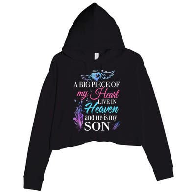 A Piece Of My Heart In Heaven And He Is My Son Gift Crop Fleece Hoodie