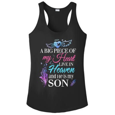 A Piece Of My Heart In Heaven And He Is My Son Gift Ladies PosiCharge Competitor Racerback Tank