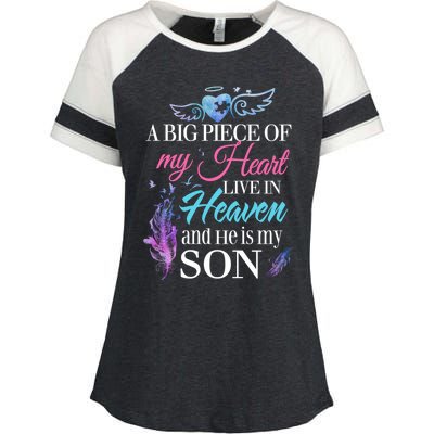 A Piece Of My Heart In Heaven And He Is My Son Gift Enza Ladies Jersey Colorblock Tee