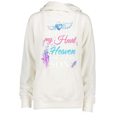 A Piece Of My Heart In Heaven And He Is My Son Gift Womens Funnel Neck Pullover Hood