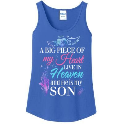 A Piece Of My Heart In Heaven And He Is My Son Gift Ladies Essential Tank