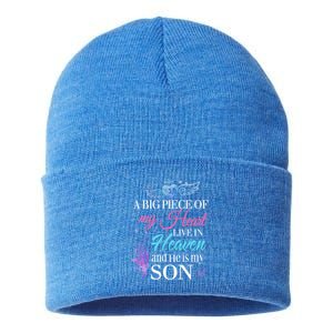 A Piece Of My Heart In Heaven And He Is My Son Gift Sustainable Knit Beanie