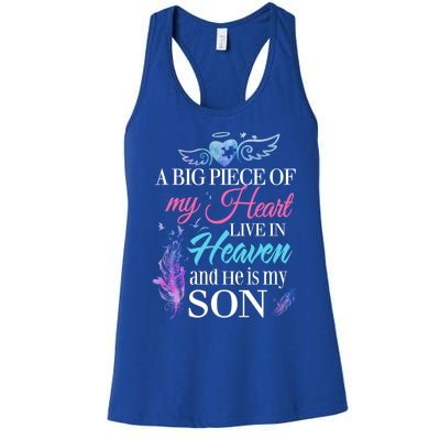 A Piece Of My Heart In Heaven And He Is My Son Gift Women's Racerback Tank