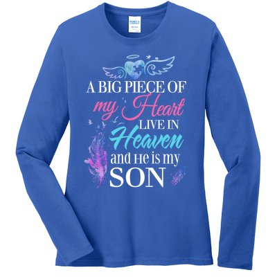 A Piece Of My Heart In Heaven And He Is My Son Gift Ladies Long Sleeve Shirt