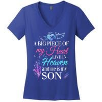 A Piece Of My Heart In Heaven And He Is My Son Gift Women's V-Neck T-Shirt