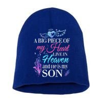 A Piece Of My Heart In Heaven And He Is My Son Gift Short Acrylic Beanie